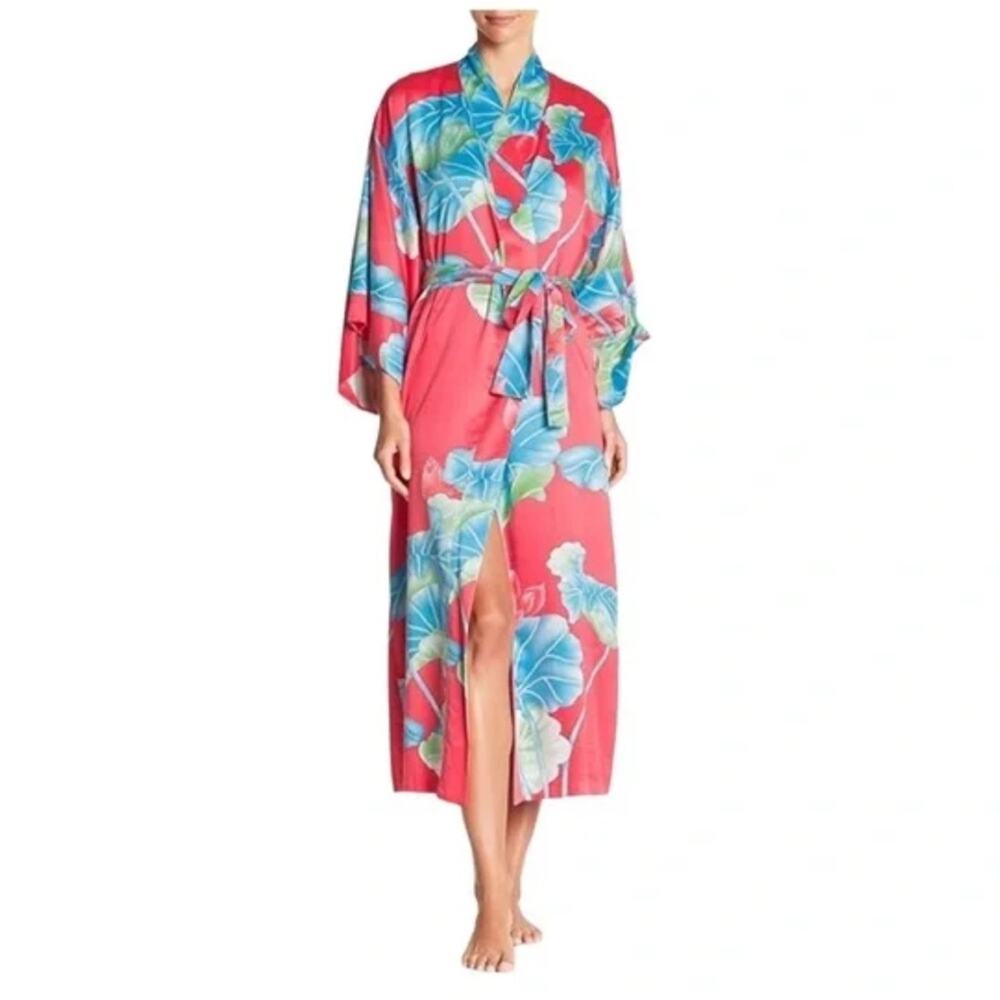 NATORI PRIVATE LUXURIES Liam Kimono Sleeve Long Robe Size L NWT Multicolored